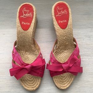 COPY - Christian Louboutin Pink Bow Espadrille Wedges 41